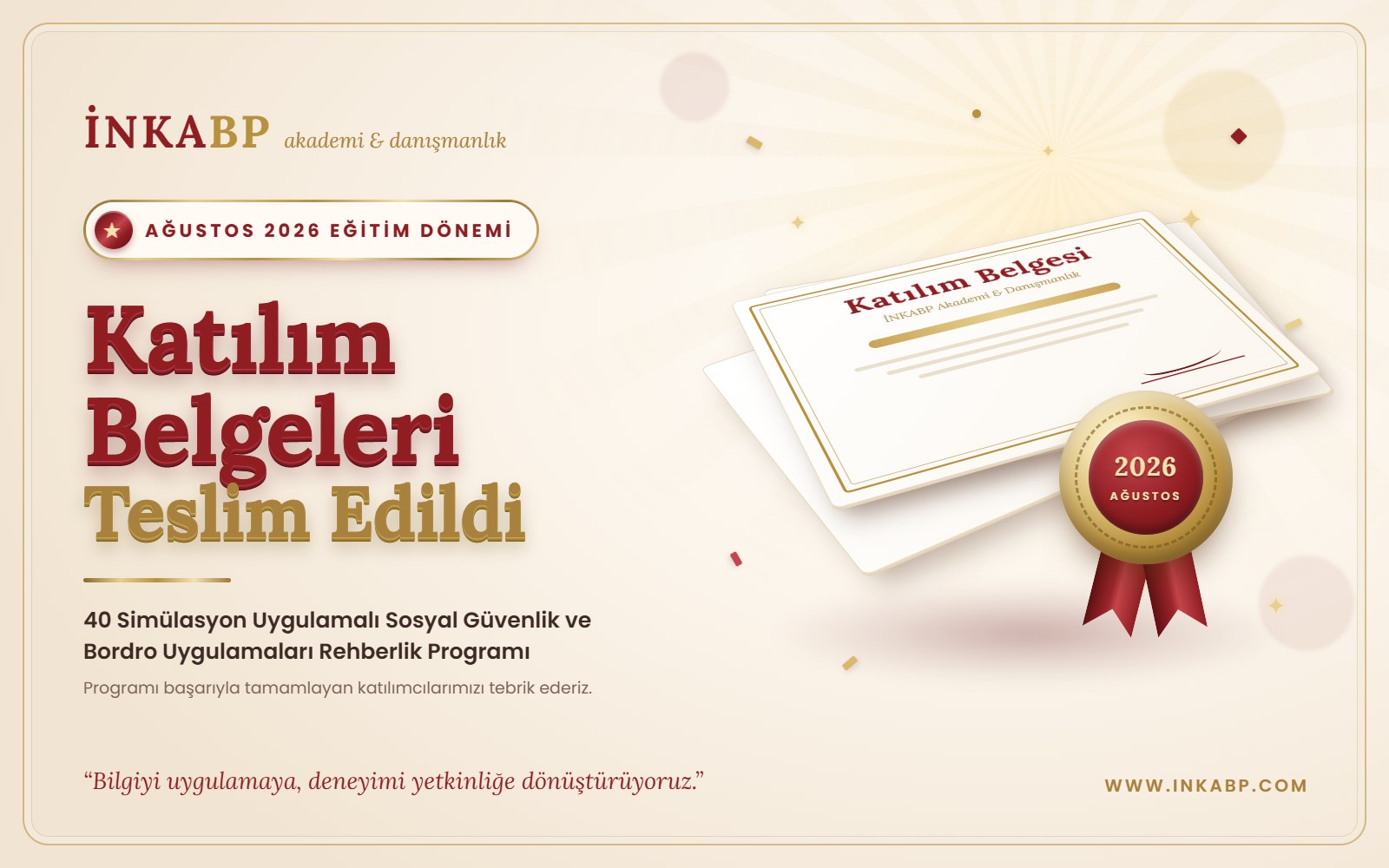 Ağustos 2026 Dönemi Katılım Belgeleri Teslim Edildi